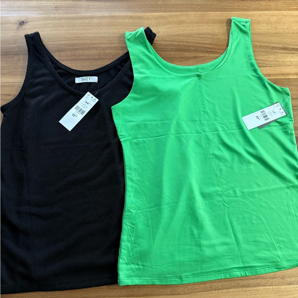 Suzy Shier Black and Green Tank Top duo